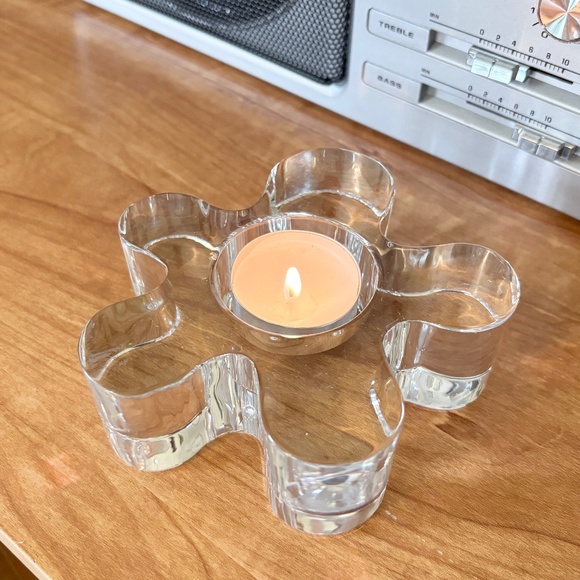 Vintage Glass Chunky Flower Candle Holder - Picture 1 of 5